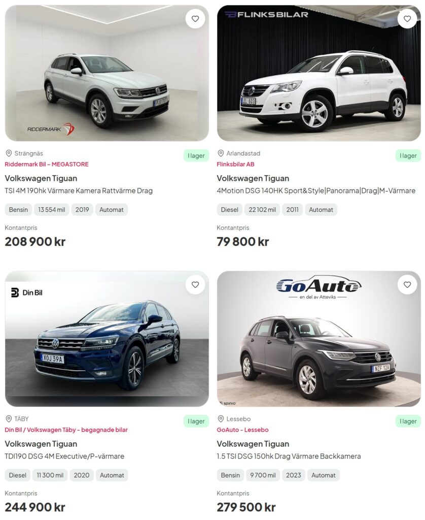 Volkswagen tiguan till salu