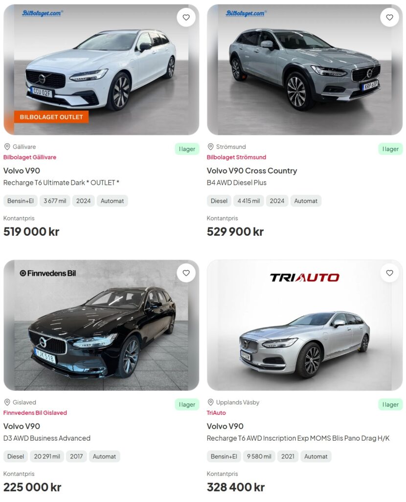 Begagnade Volvo V90 i lager just nu